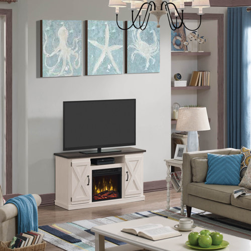 Three Posts™ Lorraine TV Stand for TVs up to 55" with Electric Fireplace Included & Reviews